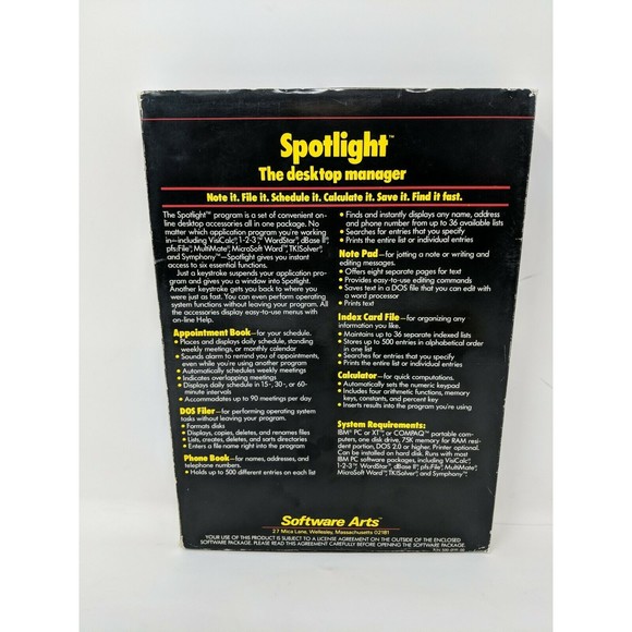 Software Arts Spotlight Desktop Manager IBM PC Software VisiCalc TK!Solver VTG - Picture 3 of 11